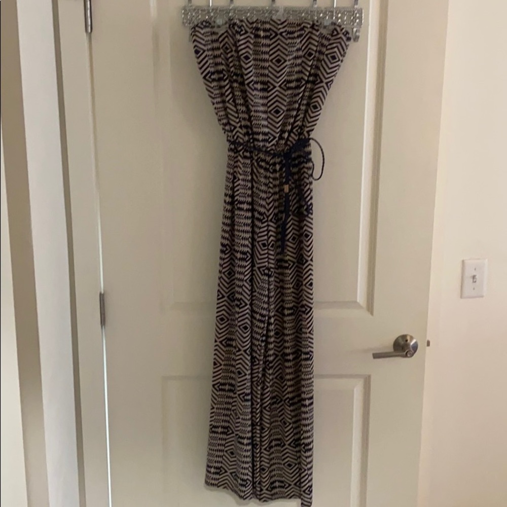 Jumpsuit chevron navy and taupe